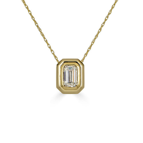 Modern Emerald Cut Moissanite Slider Necklace