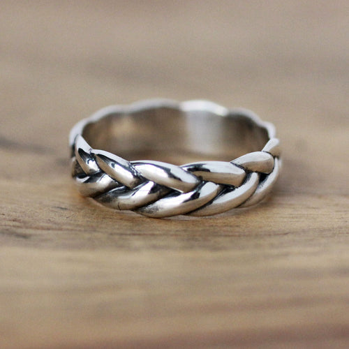 Thick Silver Braided Celtic Band, size 10