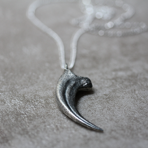 Sterling Silver Velociraptor Claw Necklace