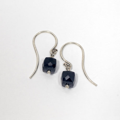 Black Spinel Cube Dangle Earrings