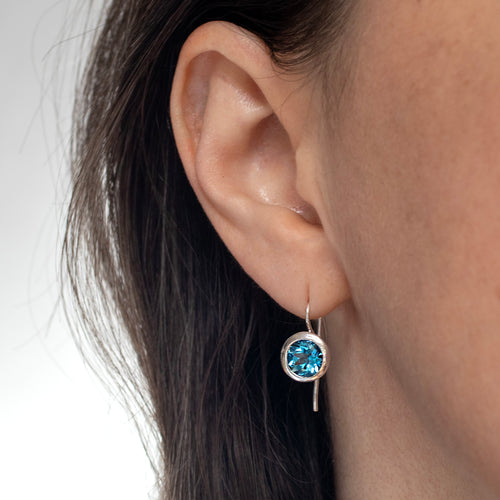 7mm Swiss Blue Topaz Lollipop Earrings