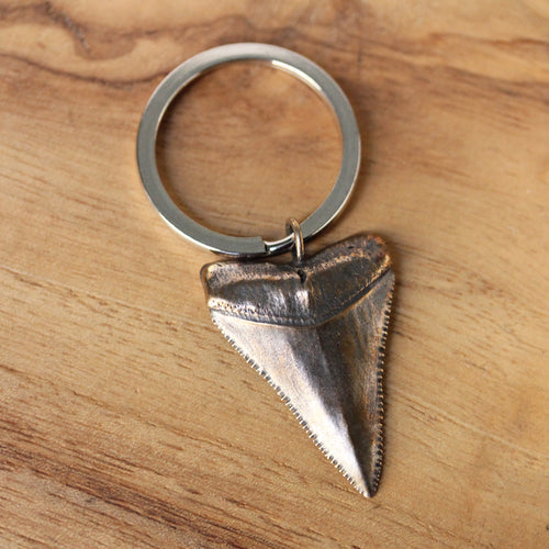 Bronze Great White Shark Tooth Keychain