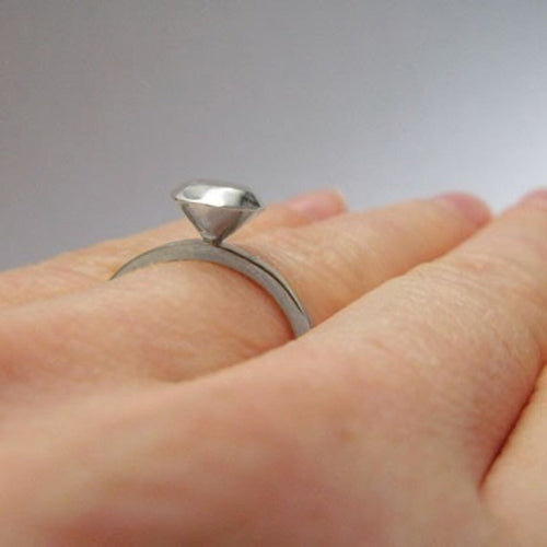 Metal Diamond Engagement Ring, Modern Rock Size 4