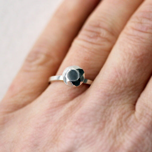 Metal Diamond Engagement Ring, Modern Rock Size 4