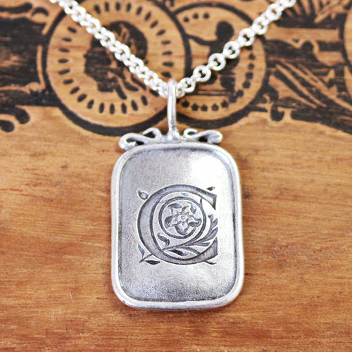 Monogram Silver Necklace- D