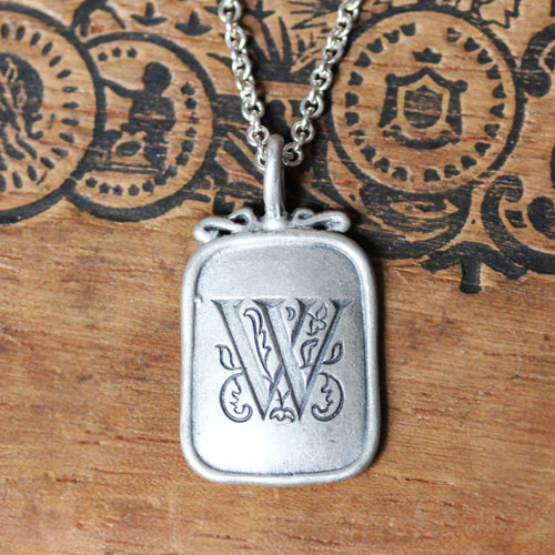 Monogram Silver Necklace- W