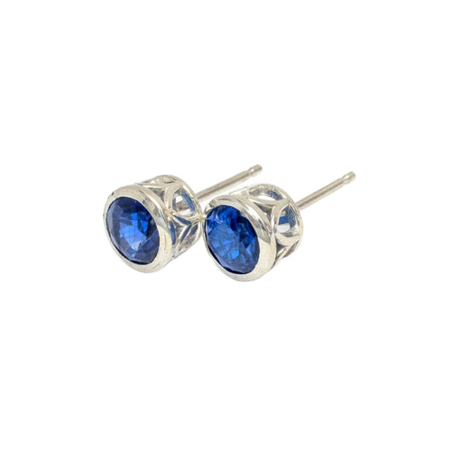 5mm Sapphire Stud Earrings, Sterling Silver