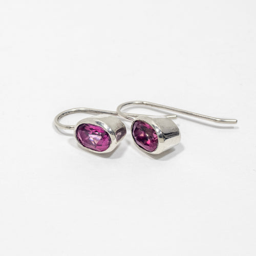 8x6mm Bright Pink Topaz Oval Lollipop Earrings