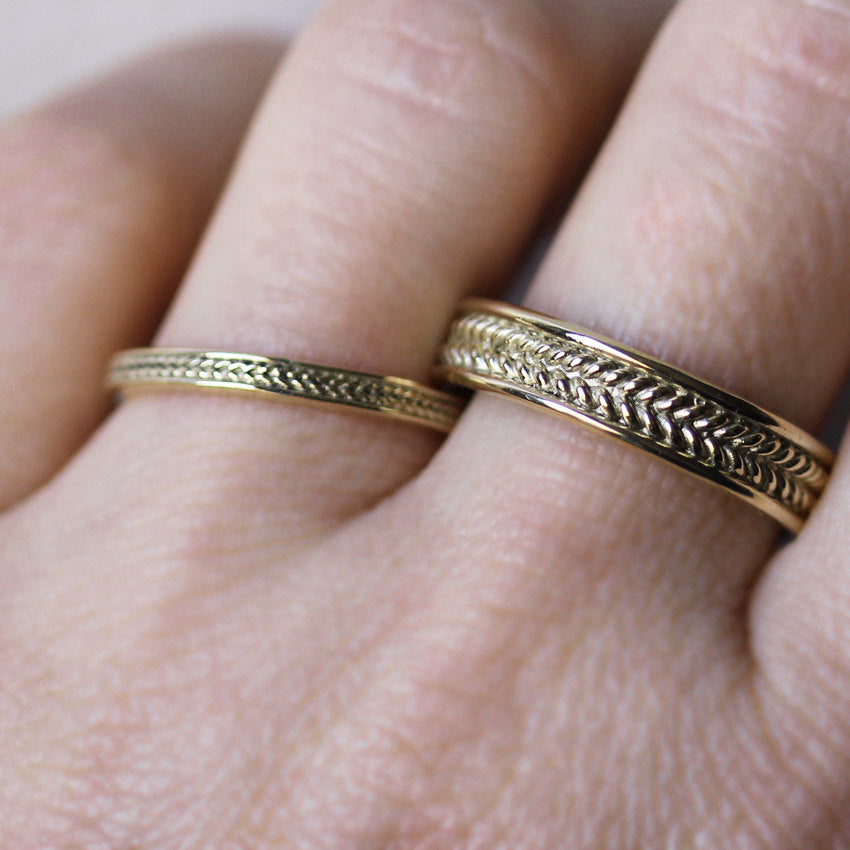 Gold Braided Wedding Rings, Fields of Wheat Rings