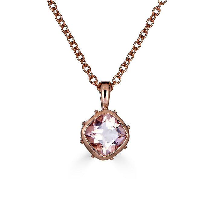 14k Rose Gold Morganite Necklace 18" chain, Emily Brontë