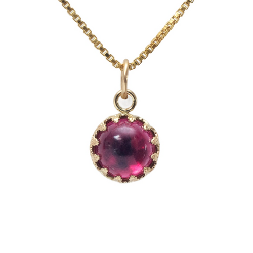 Pink Tourmaline Cabochon 18" Necklace in 14k Gold Filled Filigree bezel