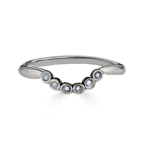 6-Stone Moonstone Tiara Shadow Band, Sterling Silver, Size 8