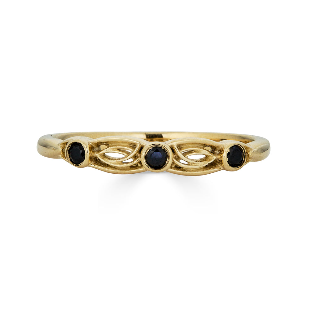 Art Deco Black Spinel Band, Yellow Gold