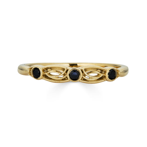 Art Deco Black Spinel Band, Yellow Gold
