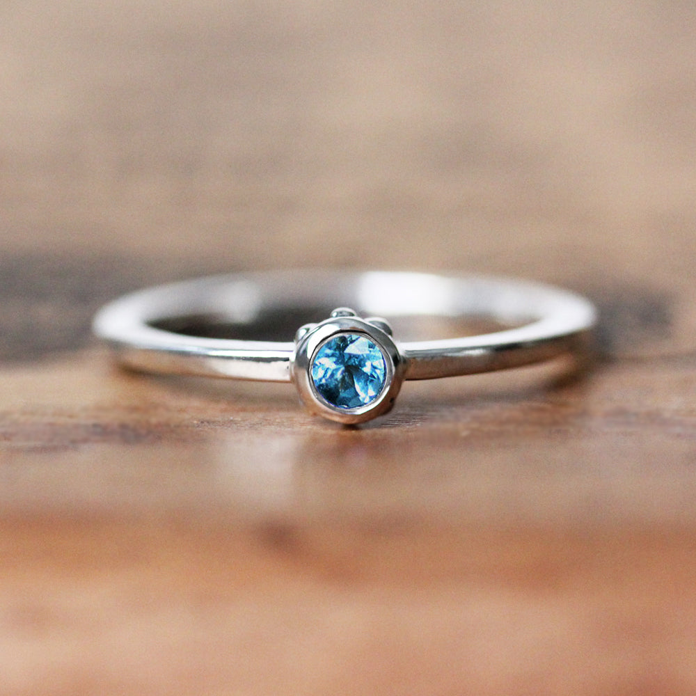 Blue Topaz Stacking Ring, Size 6.5