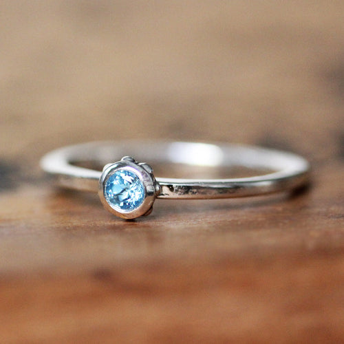 Blue Topaz Stacking Ring, Size 6.5