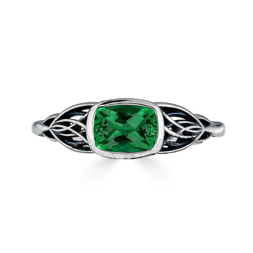 Silver Art Deco Ring Emerald