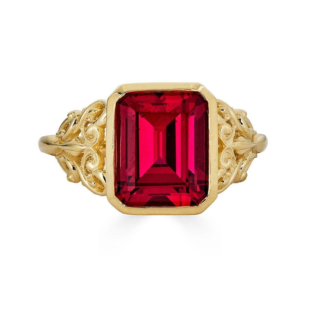 14K Gold Ruby Ring Engagement Ring - Size 7