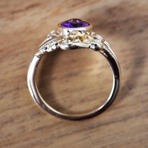 Gold Amethyst Multi Stone Ring, Lilac
