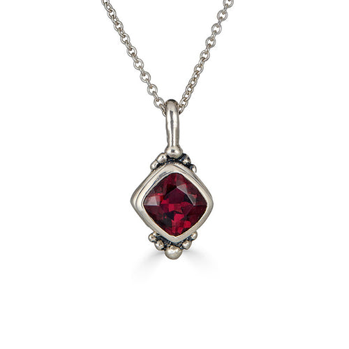 Cushion Cut Regency Style Silver Necklace, more colors available