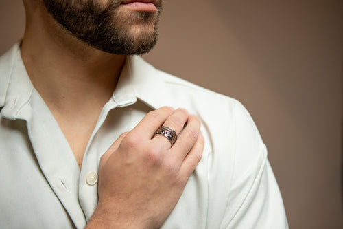 Wide Swirl Wedding Band, Water Dream