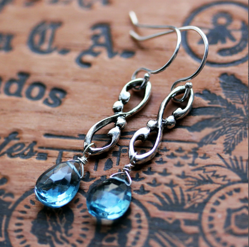 Wrought Swirl London blue topaz earrings