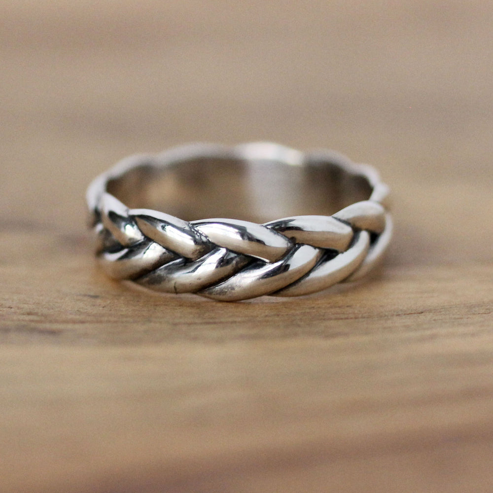 Thick Silver Braided Celtic Thumb Wedding Ring