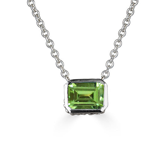 Peridot Emerald Cut Slider Necklace