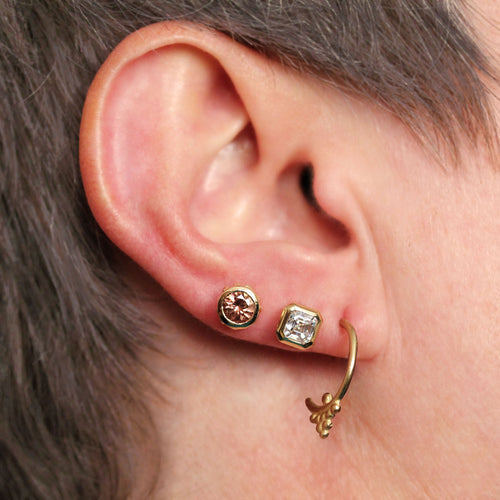 Asscher Cut Moissanite Earrings, 14k Gold