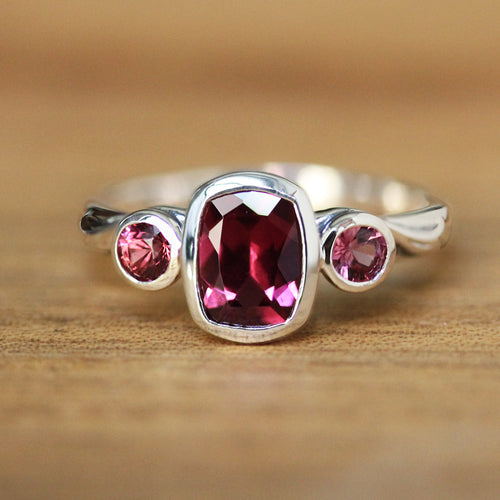Three Stone Angel Ring -- more colors available