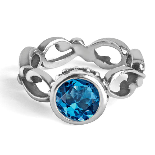 Bezel Set London Blue Topaz Ring, Wrought collection - Size 8