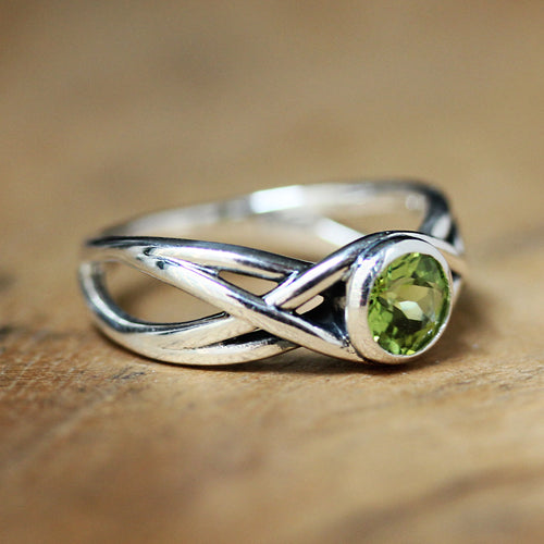 Crossover Celtic Gemstone Ring-- other colors available