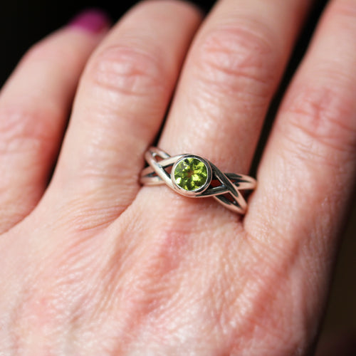 Crossover Celtic Gemstone Ring-- other colors available