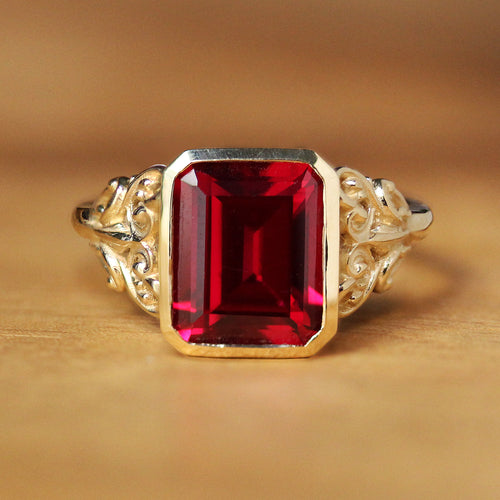 14K Gold Ruby Ring Engagement Ring - Size 7