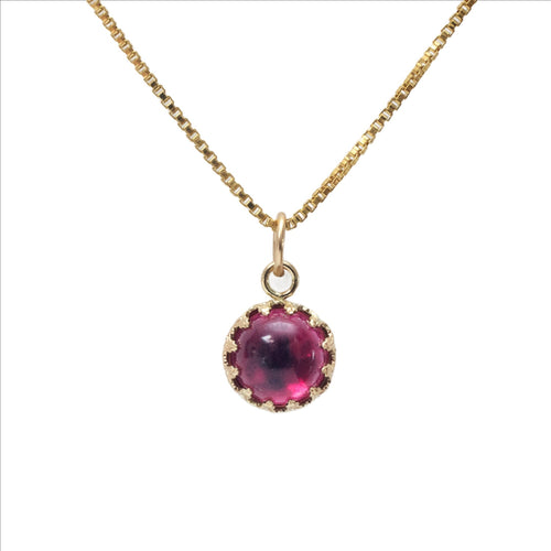 Pink Tourmaline Cabochon 18" Necklace in 14k Gold Filled Filigree bezel