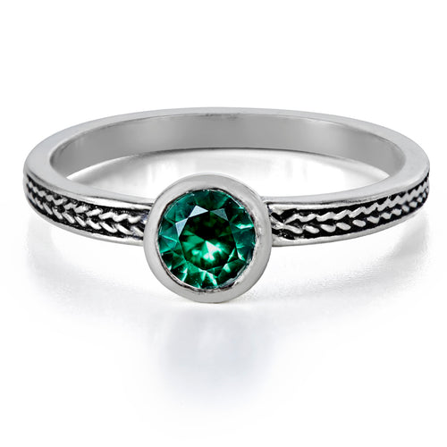 Silver Birthstone Wheat Ring -- more colors available