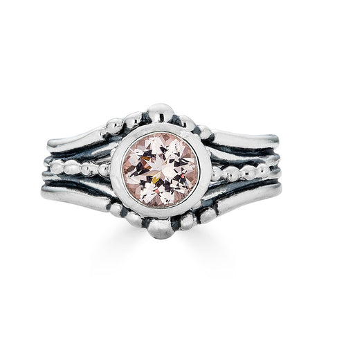 Large Satellite Gemstone Ring, Sterling Silver
