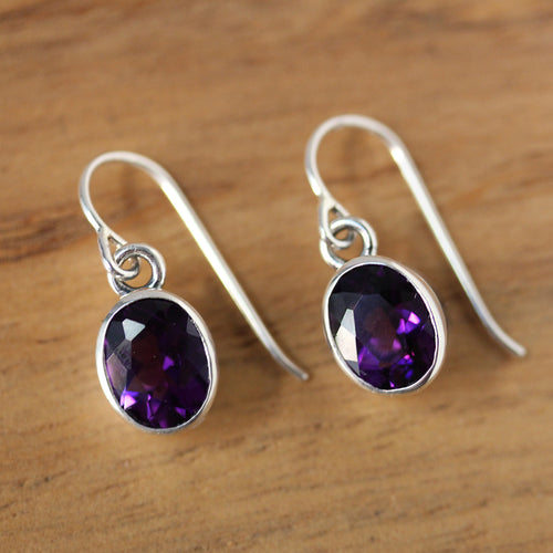 Oval Gemstone Dangle Earrings-- more colors available