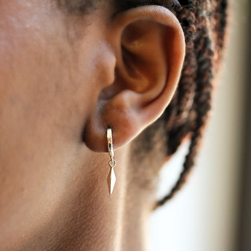 Silver Pyramid Drop Hoops