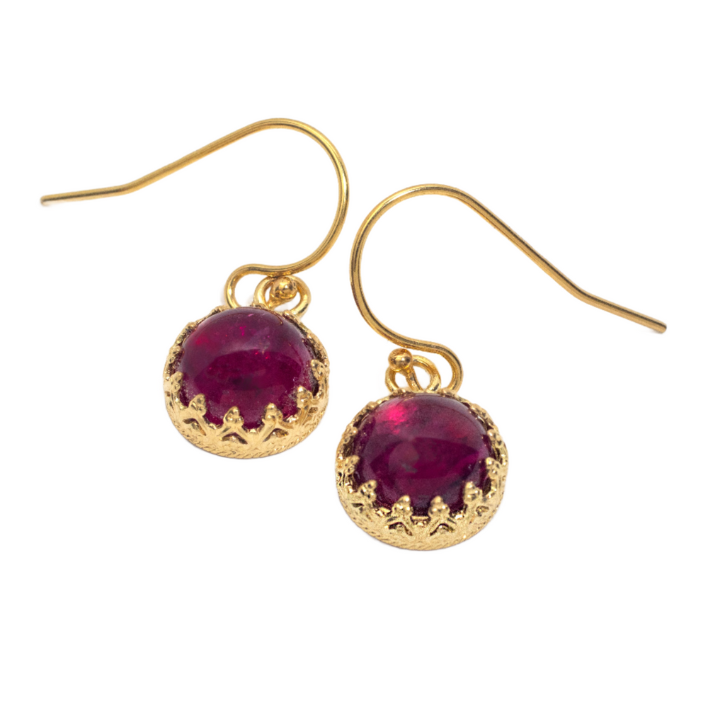 Pink Tourmaline Cabochon Dangle Earrings, 14k Gold Filled