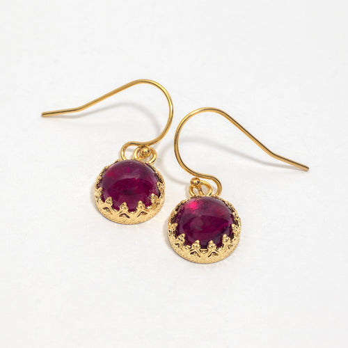 Pink Tourmaline Cabochon Dangle Earrings, 14k Gold Filled