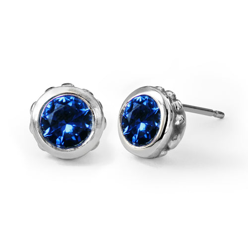 Bezel Birthstone Stud Earrings -- All Birthstones Available