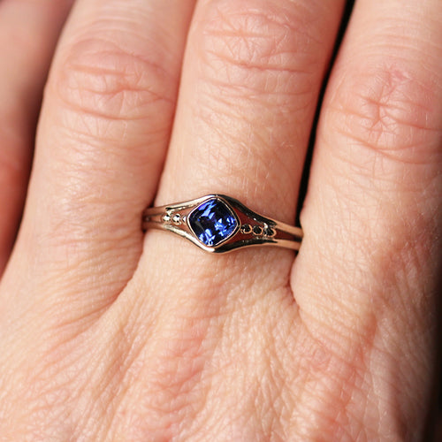 Lab Created Sapphire Engagement Ring, Satellite - Size 8