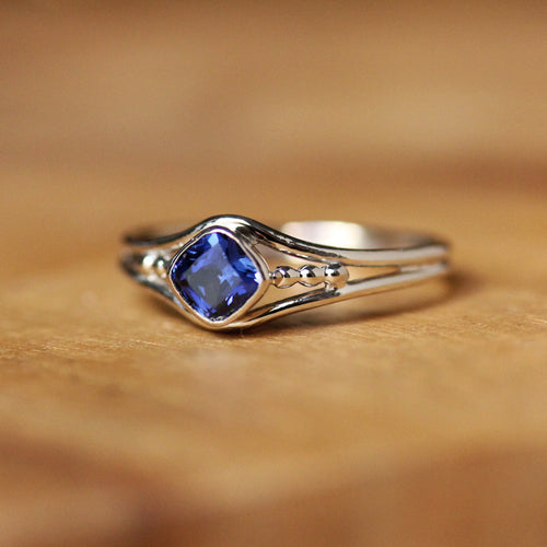 Lab Created Sapphire Engagement Ring, Satellite