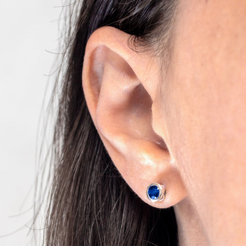 4mm Blue Kyanite Stud Earrings, Sterling Silver