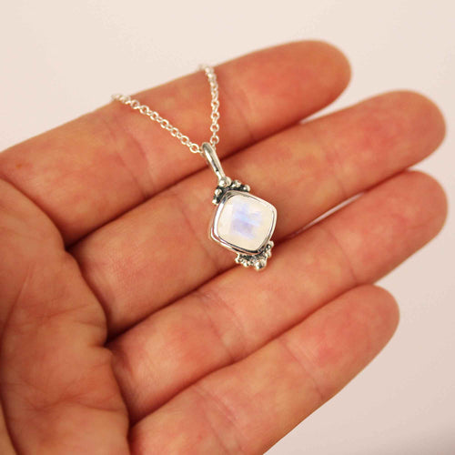 Cushion Cut Regency Style Silver Necklace, more colors available