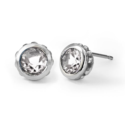 5mm Garnet Bezel Birthstone Stud Earrings