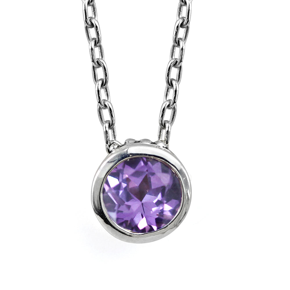 Bezel Birthstone Necklace - June / Alexandrite - 16"-18" chain