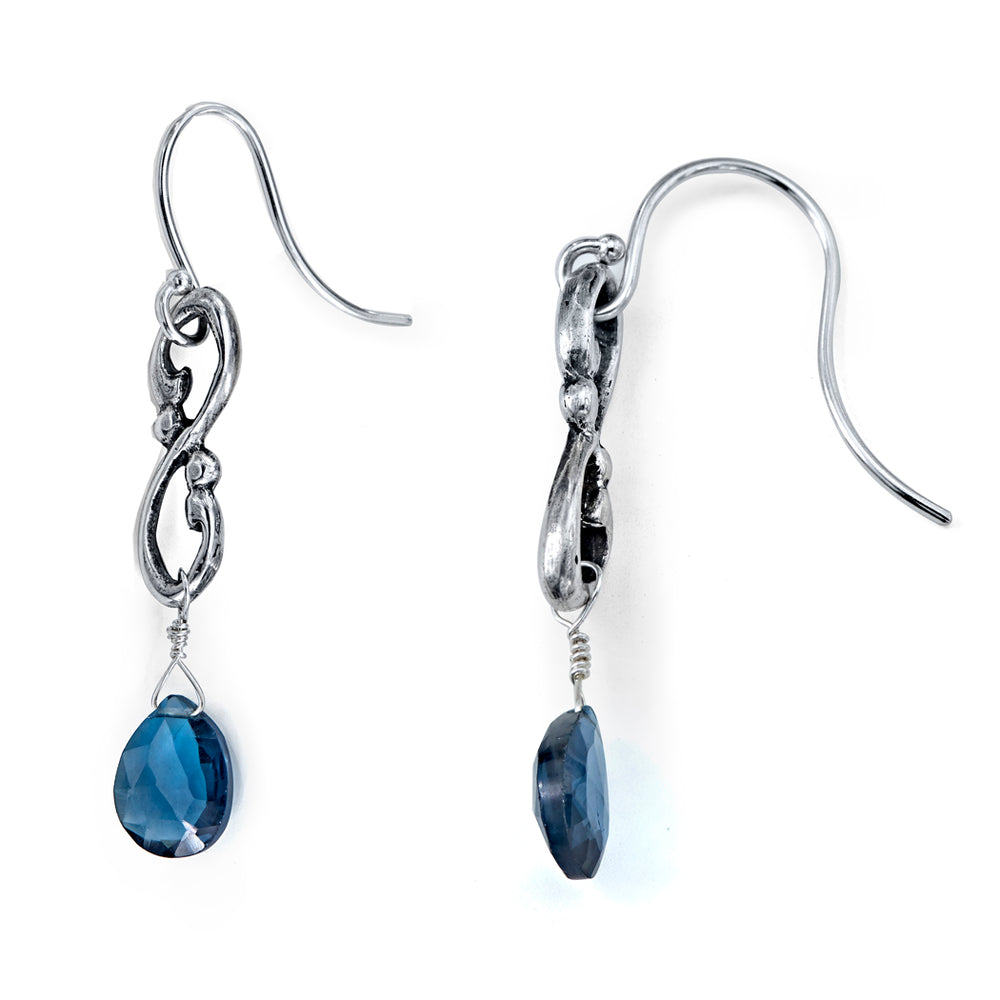 Wrought Swirl London blue topaz earrings