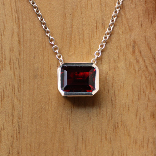 Emerald Cut Slider Necklace -- All Birthstones Available